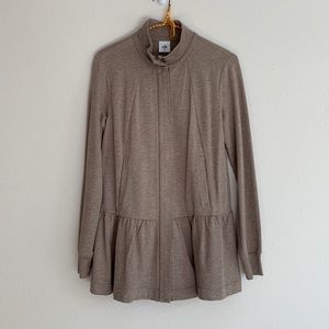 Cabi 3543 Weekend Topper ZipUp Peplum Tan Jacket